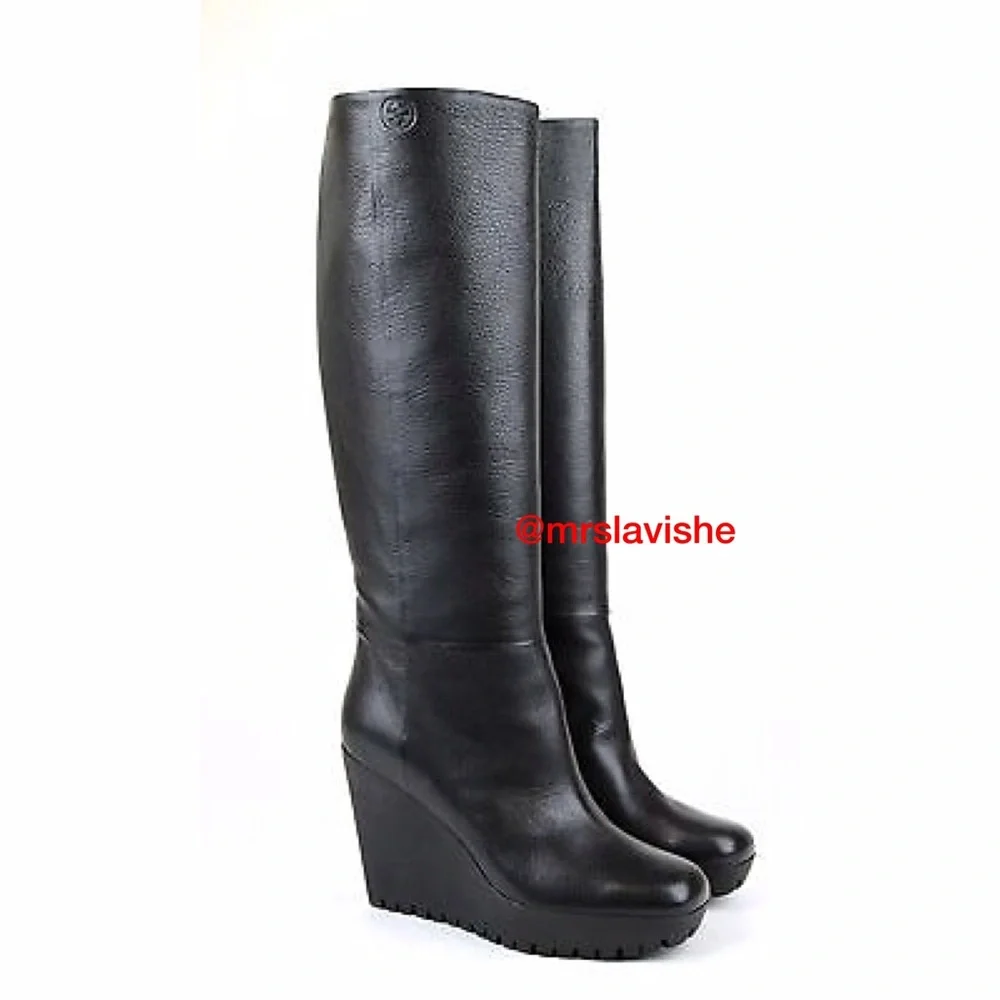 Gucci Black leather wedge boots EUC - Picture 3 of 4